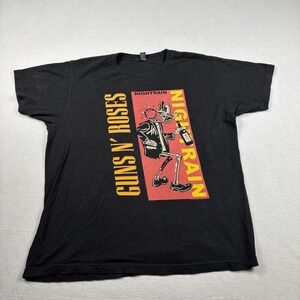 Guns N Roses Nightrain Skeleton Graphic T-Shirt Black Mens Large Tultex Cotton